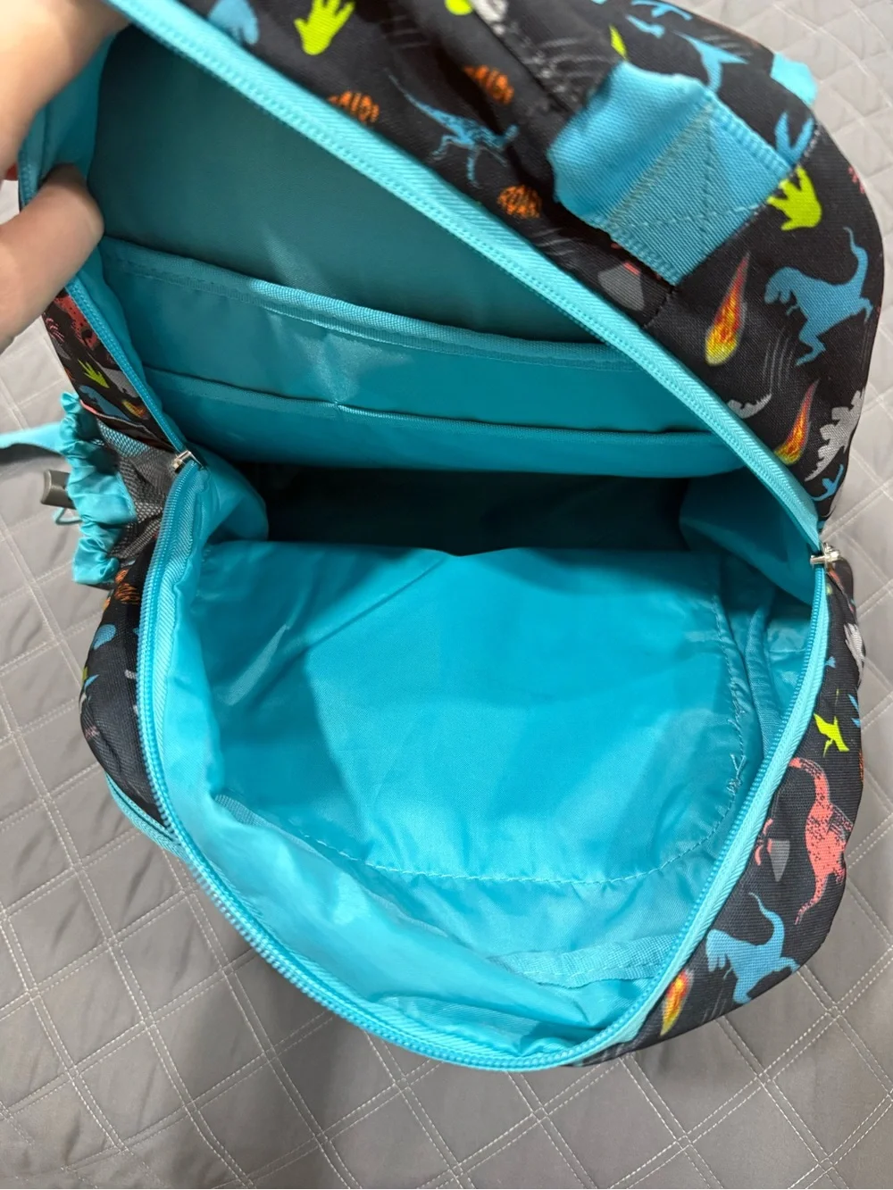 Bentgo Kids Dinosaur Backpack in Black with Bright Blue Trim